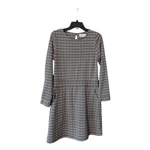 Veronica M Geometric Print Long Sleeve A Line Dress Women's Size 1